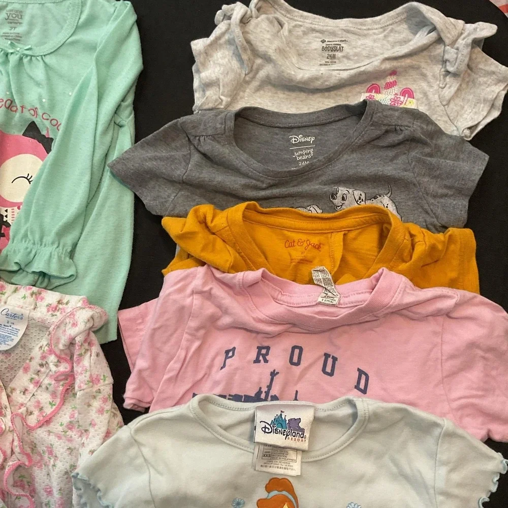 Mixed Brands Clothes Lot of 22pcs Girls 2T/24m Dresses Tops Pants Pajamas Disney